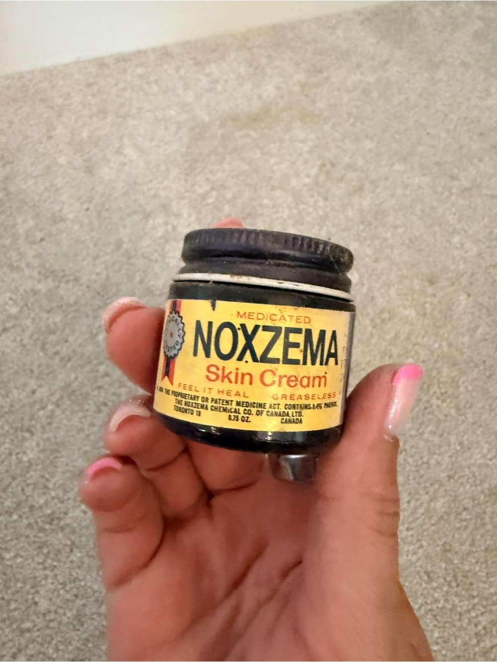 Vintage noxzema skin cream jar metal lid cobalt bottle